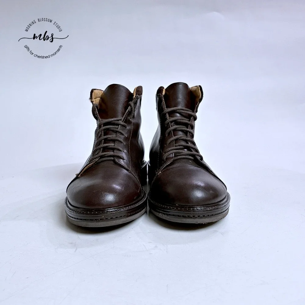 Doppelgänger Roma Made in Italy Leather Lace Up Ankle Boots Brown Men 7.5‎